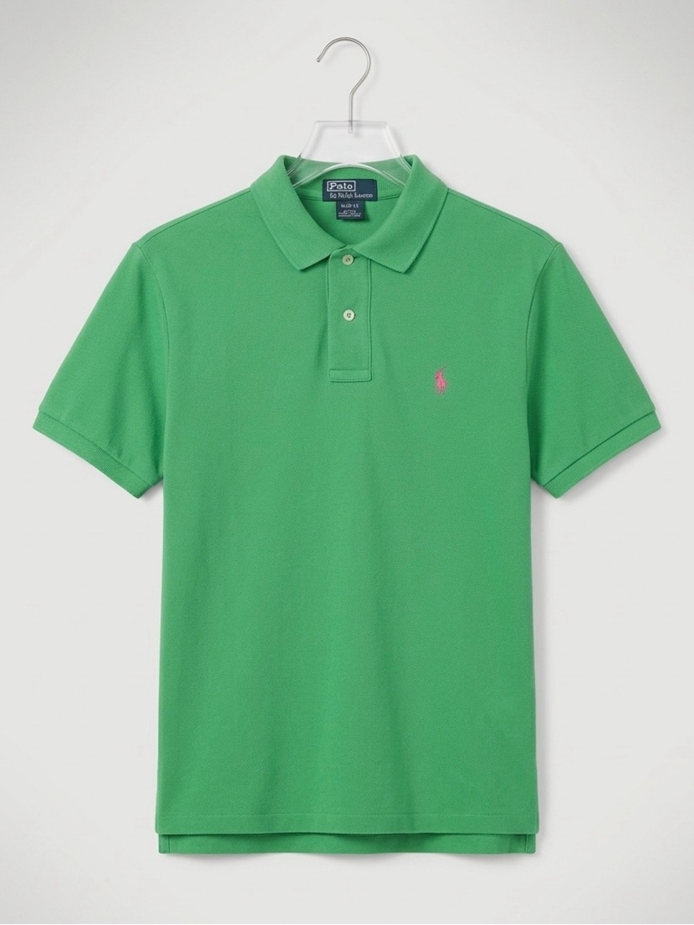 Polo by Ralph Lauren Boys Green 100% Cotton Polo with Pink Pony - size 12/14